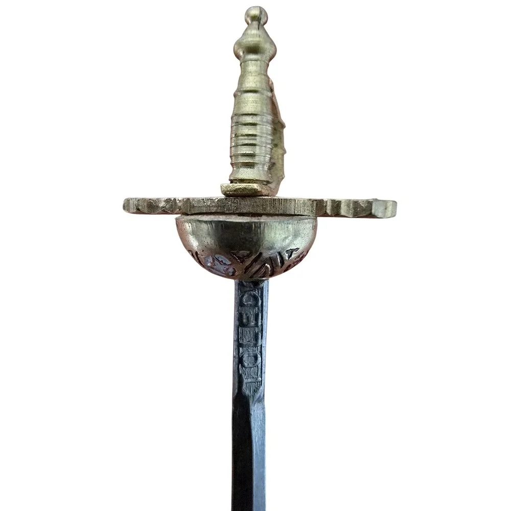 Vintage Toledo Spain Miniature Sword Cocktail Pick Set with Enameled Brass Stand - Picture 8 of 16